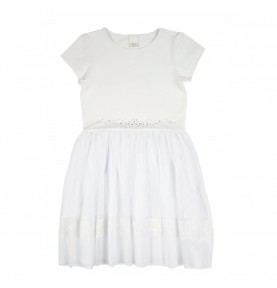 Sukienka z krótkim rękawem biała Atut modna nowa kolekcja modnych sukienek dziewczęcych