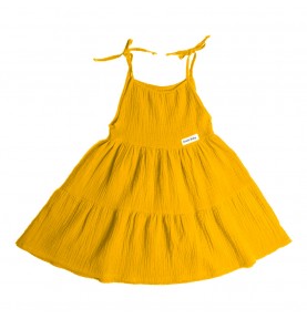 Sukienka dziewczęca muślinowa na ramiączkach na lato modna z bawełny organicznej ubrania dziecięce