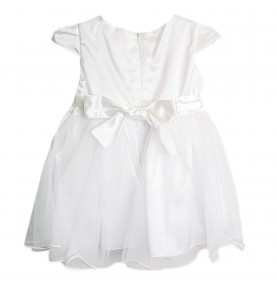 Sukienka dziewczęca krótki rękaw do chrztu biała