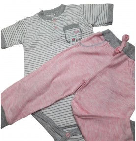 Komplet niemowlęcy body krótki rękaw + spodnie KUBA