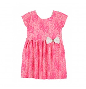 Sukienka krótki rękaw lekka letnia różowa z kokardką