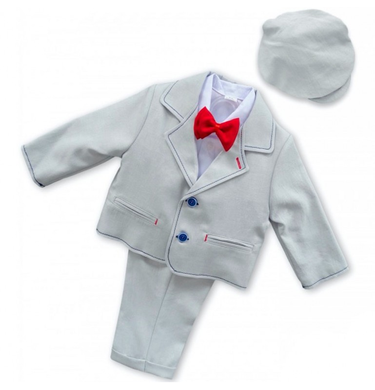 Komplet garniturowy dla niemowląt, Komplet do chrztu chłopięcy, kamizelka i spodnie chłopięce