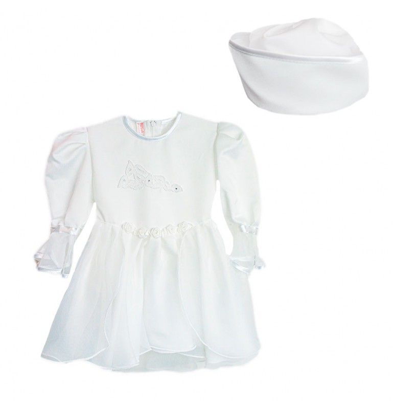 Sukienka biała do chrztu z kompletem, sukienka z czapką, sukienka z kapeluszikiem