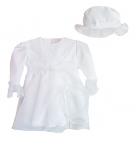 Sukienka białą do chrztu z czapeczką w zestawie, sukienka do chrztu + czapka kapelusz