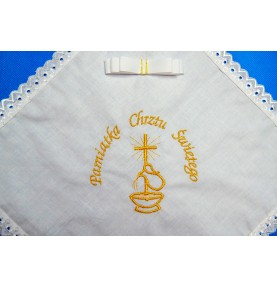 Szatka z haftem do chrztu świętego Biała bawełniana