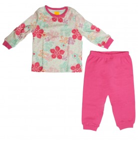 Piżama dziewczęca dla dziecka z bawełny różowa