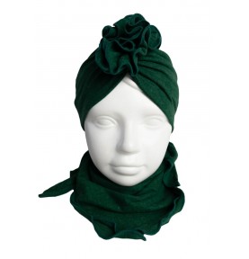 Komplet zielony turban chusta 2-4 lata