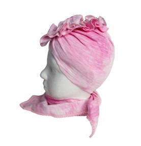 Komplet różowy turban chusta 2-4 lata