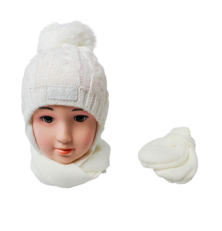 komplet zimowy czapka szalik rękawiczki dla niemowlaka dla dziewczynki
