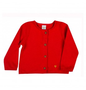 Sweterek dziewczęcy czerwony na guziczki zapinany